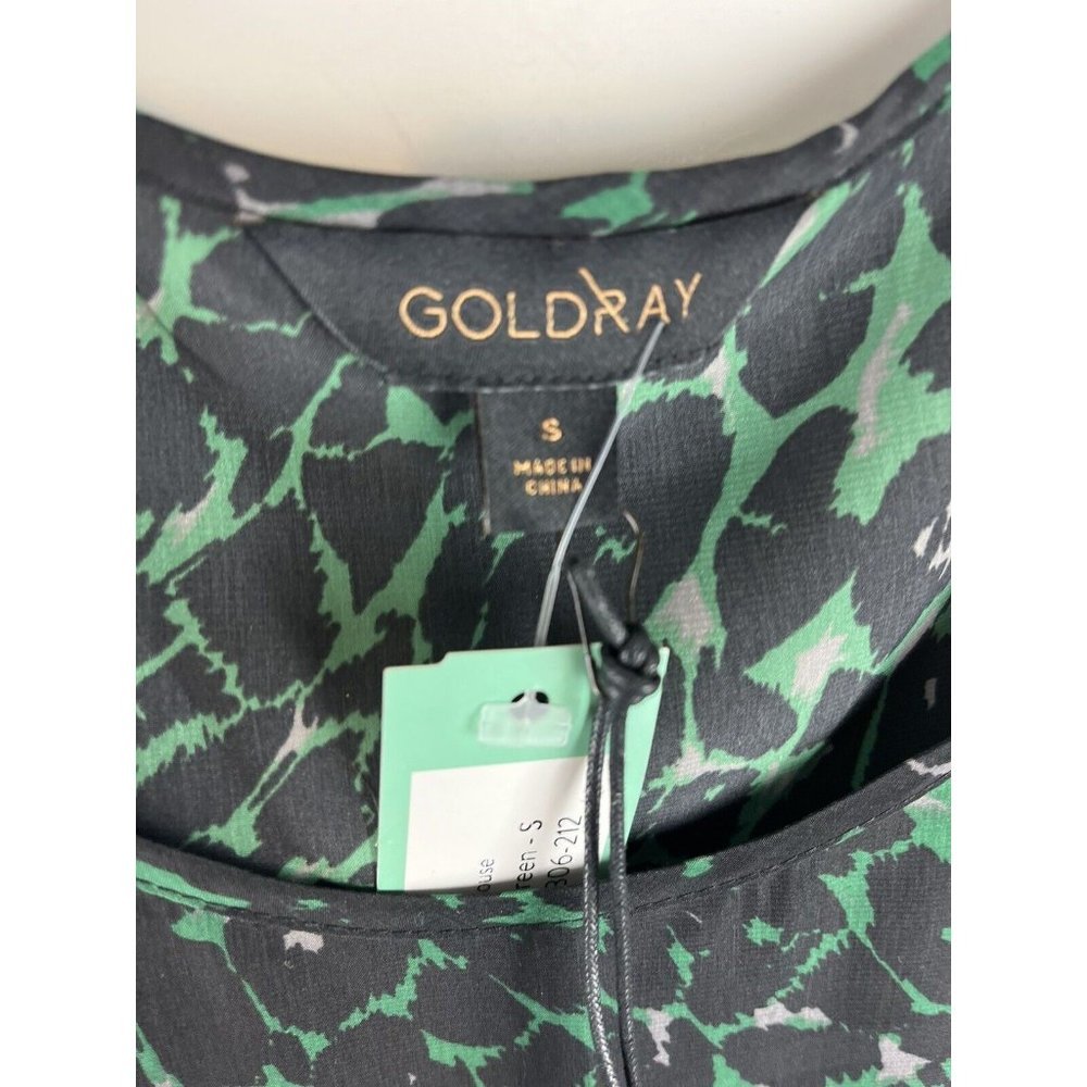 Goldray Crystal Asymmetrical Hem Blouse Green Size Small NWT - Picture 3 of 9